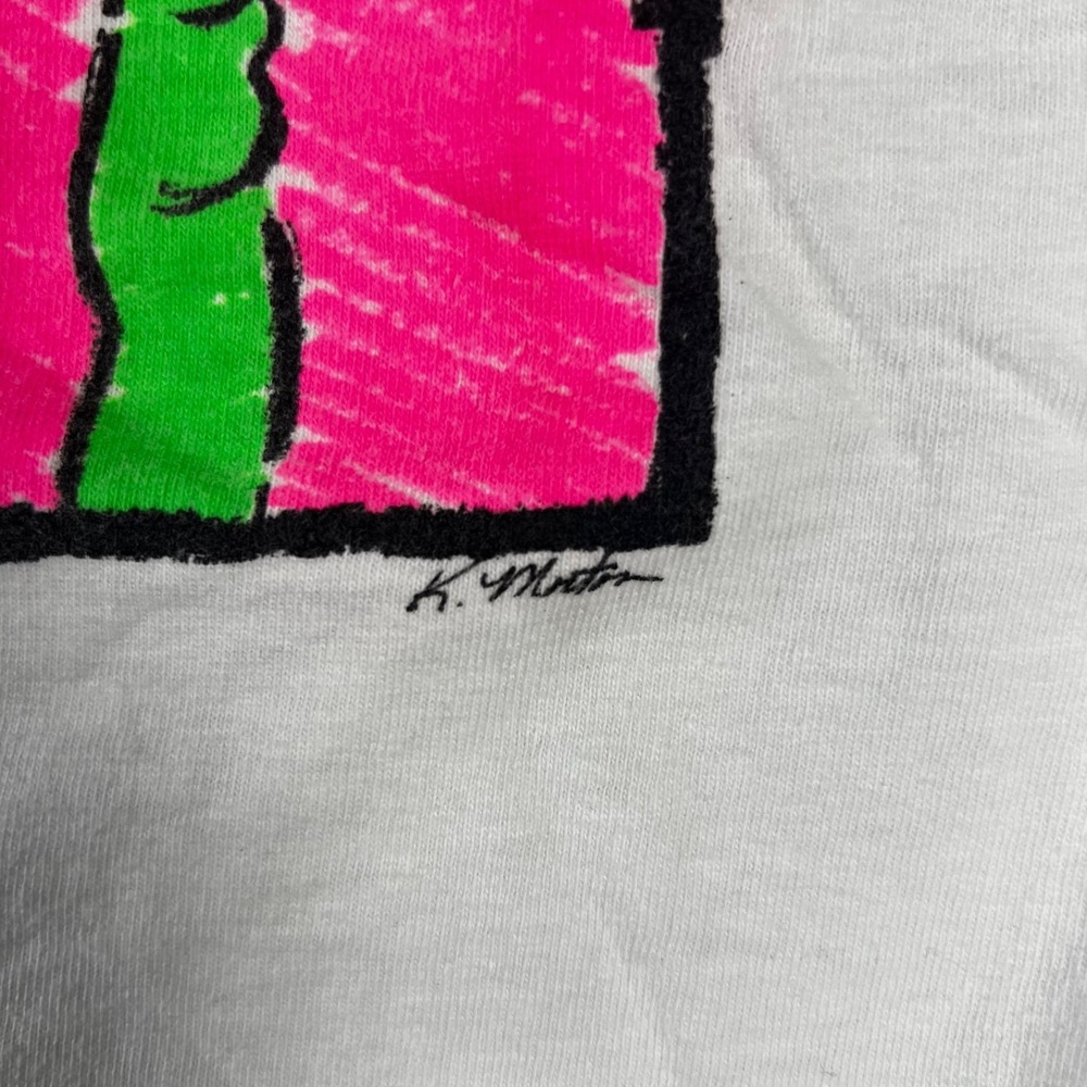 Vintage 1989 Hanes Beefy-T Los Angeles Pop Art Souvenir Shirt Medium Made in USA - Picture 3 of 8